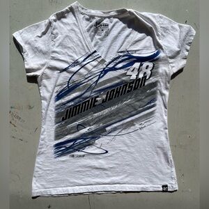Women's Chase Authentics T-Shirt White Jimmie Johnson XL V-Neck NASCAR Racing 48
